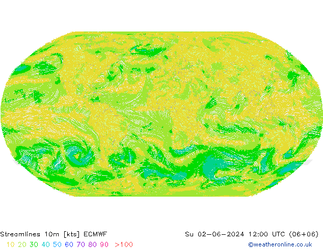 Ligne de courant 10m ECMWF dim 02.06.2024 12 UTC