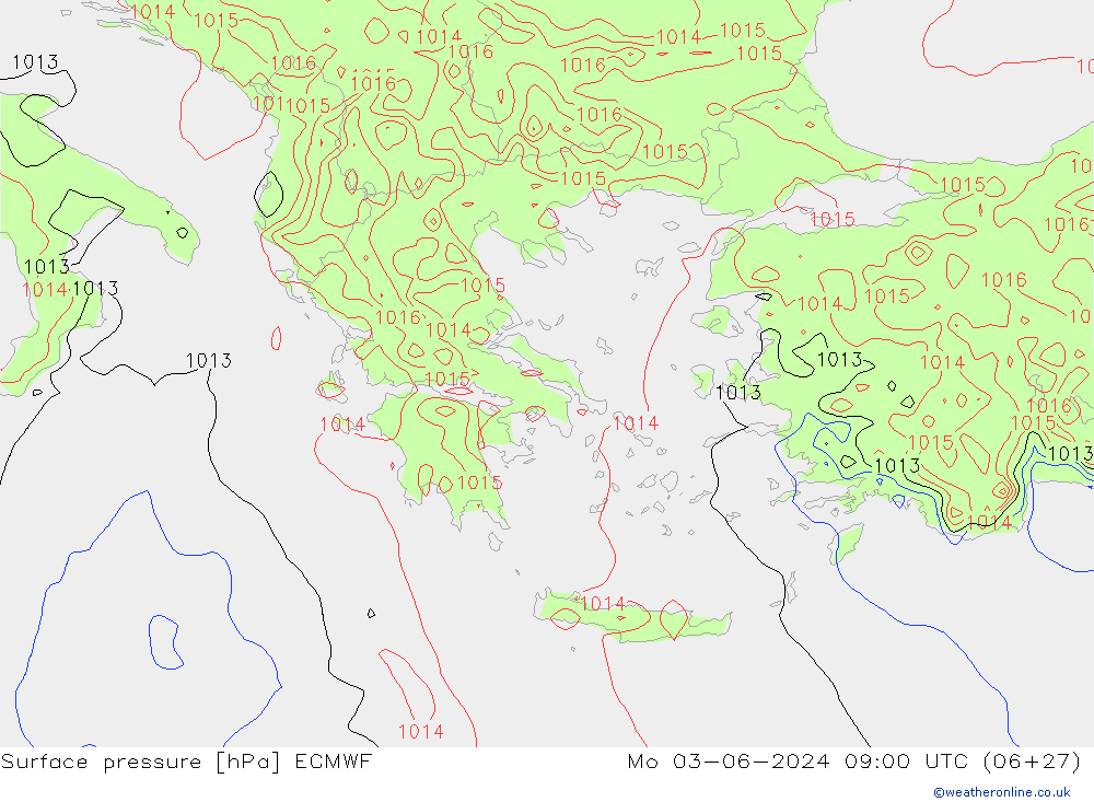 Atmosférický tlak ECMWF Po 03.06.2024 09 UTC