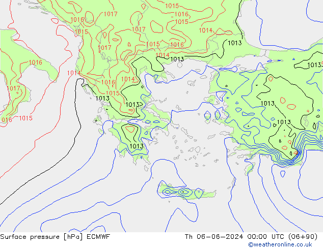 Surface pressure ECMWF Th 06.06.2024 00 UTC