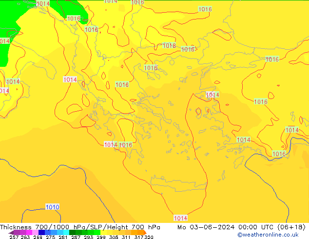 Thck 700-1000 hPa ECMWF Mo 03.06.2024 00 UTC