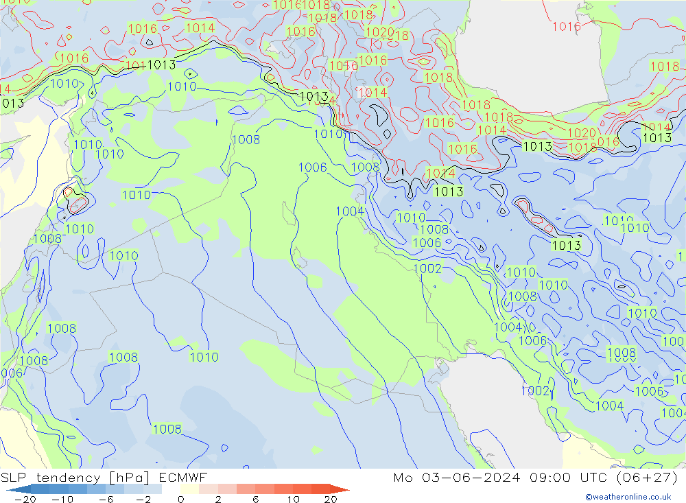 тенденция давления ECMWF пн 03.06.2024 09 UTC