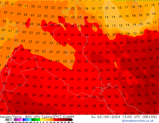 Z500/Rain (+SLP)/Z850 ECMWF Su 02.06.2024 12 UTC