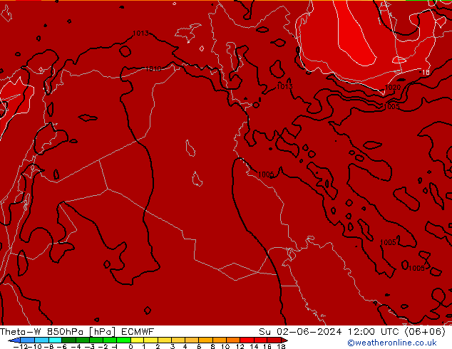 Theta-W 850hPa ECMWF zo 02.06.2024 12 UTC