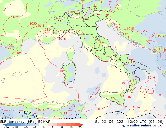 SLP tendency ECMWF Dom 02.06.2024 12 UTC