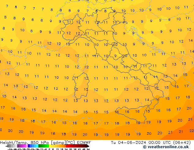 Z500/Rain (+SLP)/Z850 ECMWF вт 04.06.2024 00 UTC