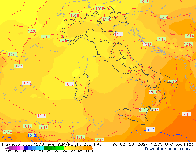 Thck 850-1000 hPa ECMWF Su 02.06.2024 18 UTC