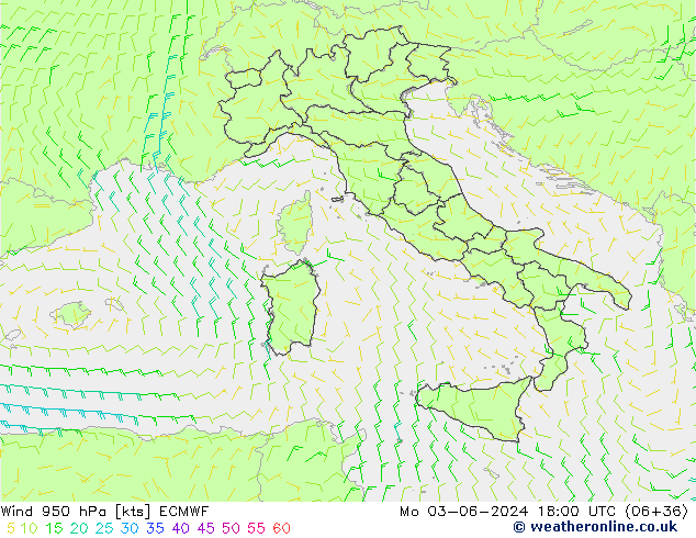 Wind 950 hPa ECMWF Mo 03.06.2024 18 UTC