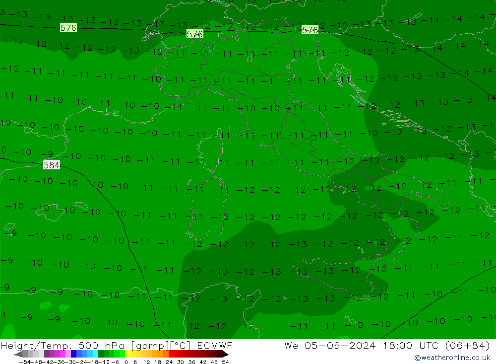 Z500/Regen(+SLP)/Z850 ECMWF wo 05.06.2024 18 UTC