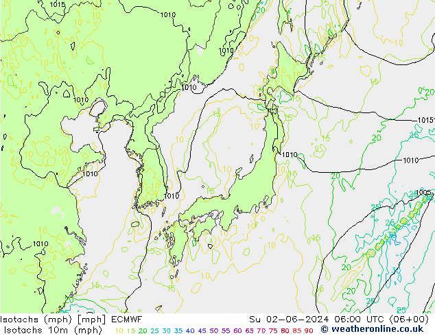 Isotachs (mph) ECMWF dim 02.06.2024 06 UTC
