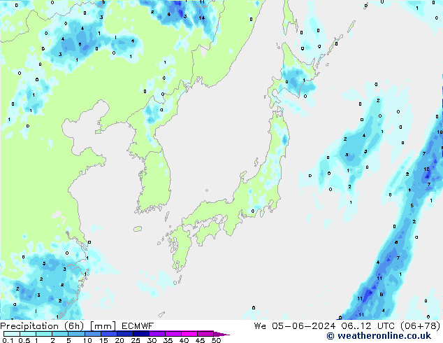 Precipitazione (6h) ECMWF mer 05.06.2024 12 UTC