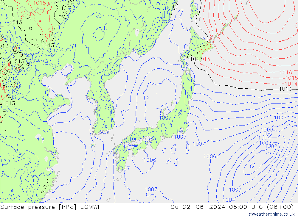 pression de l'air ECMWF dim 02.06.2024 06 UTC