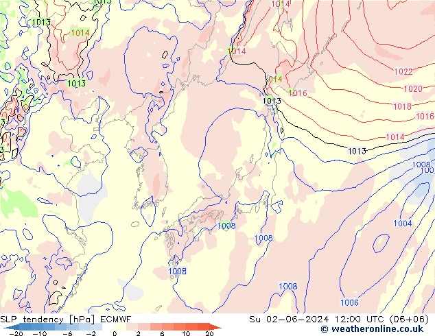 Tendenza di Pressione ECMWF dom 02.06.2024 12 UTC