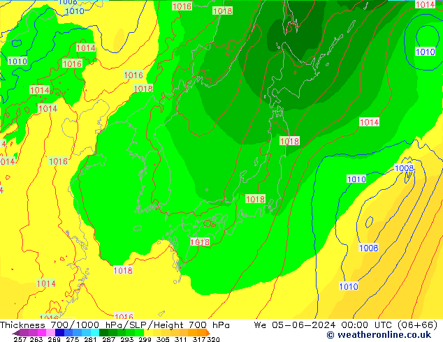 Thck 700-1000 hPa ECMWF  05.06.2024 00 UTC