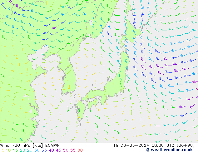 Wind 700 hPa ECMWF do 06.06.2024 00 UTC