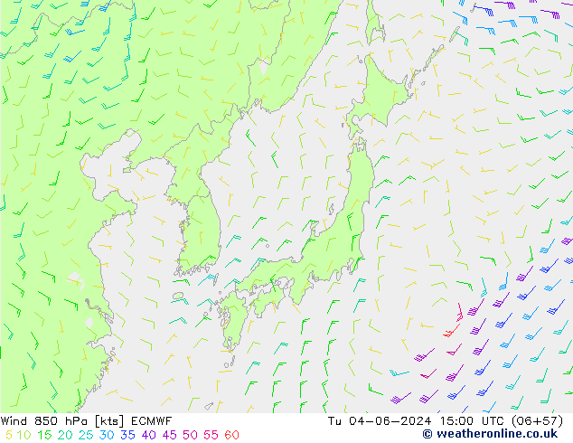 ветер 850 гПа ECMWF вт 04.06.2024 15 UTC