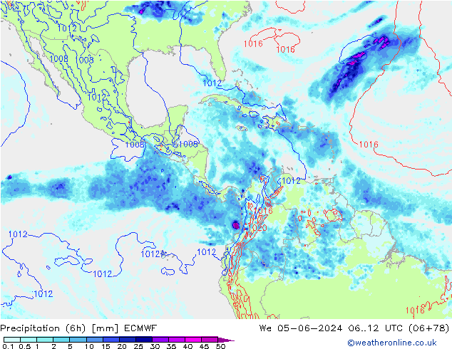 Z500/Rain (+SLP)/Z850 ECMWF śro. 05.06.2024 12 UTC