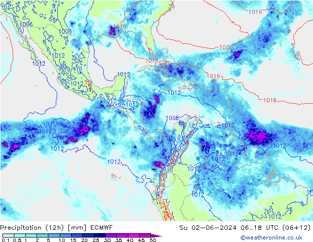 Yağış (12h) ECMWF Paz 02.06.2024 18 UTC