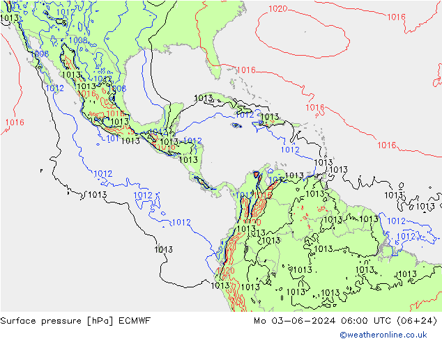 ciśnienie ECMWF pon. 03.06.2024 06 UTC