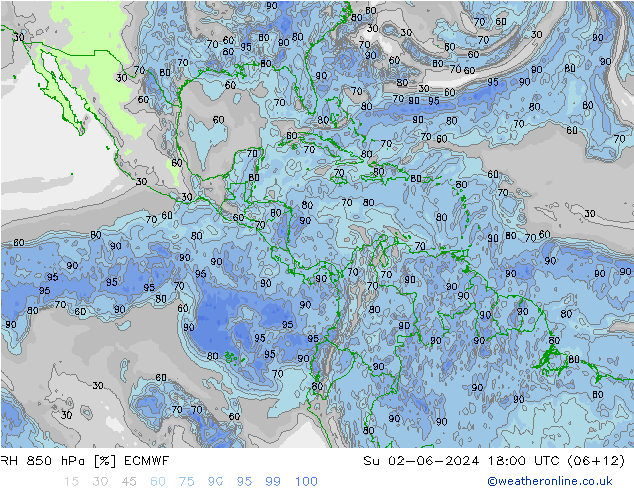 850 hPa Nispi Nem ECMWF Paz 02.06.2024 18 UTC