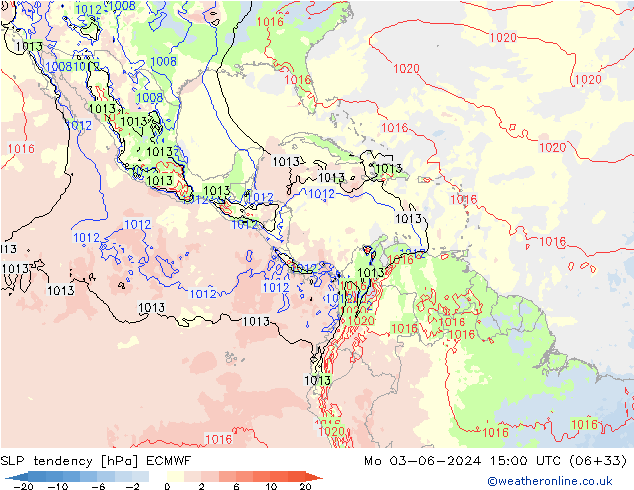 Tendenza di Pressione ECMWF lun 03.06.2024 15 UTC