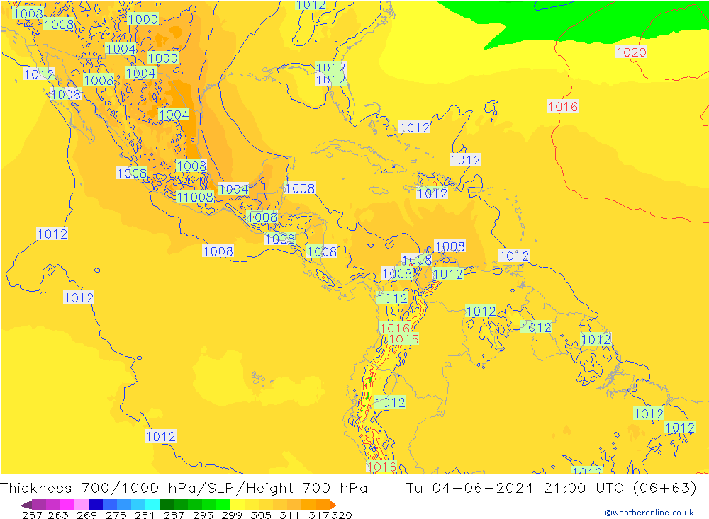 Schichtdicke 700-1000 hPa ECMWF Di 04.06.2024 21 UTC