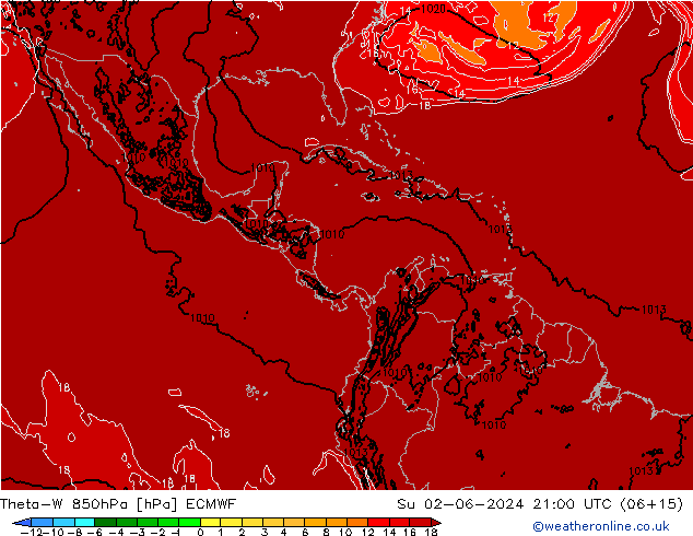 Theta-W 850hPa ECMWF Su 02.06.2024 21 UTC