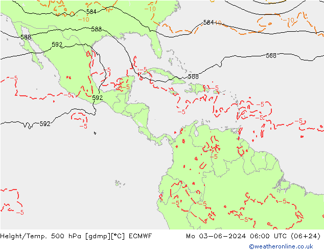 Height/Temp. 500 гПа ECMWF пн 03.06.2024 06 UTC