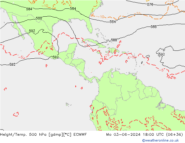 Z500/Rain (+SLP)/Z850 ECMWF lun 03.06.2024 18 UTC