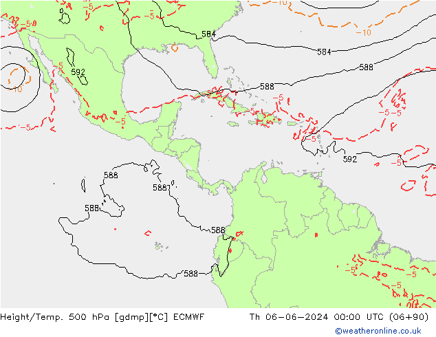 Height/Temp. 500 hPa ECMWF Čt 06.06.2024 00 UTC