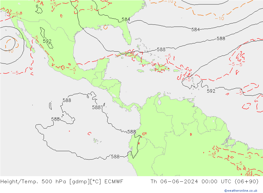 Z500/Rain (+SLP)/Z850 ECMWF gio 06.06.2024 00 UTC