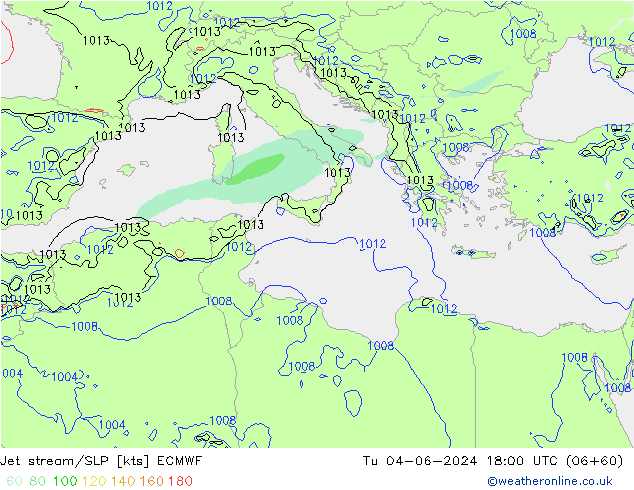 Jet stream ECMWF Ter 04.06.2024 18 UTC