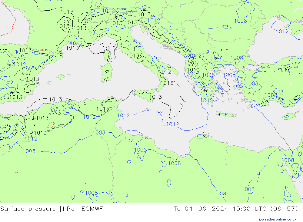 Atmosférický tlak ECMWF Út 04.06.2024 15 UTC