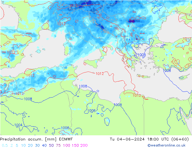 Precipitation accum. ECMWF Ter 04.06.2024 18 UTC