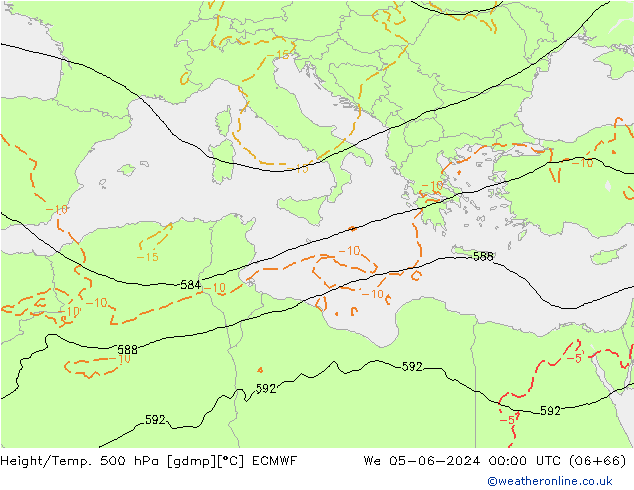 Hoogte/Temp. 500 hPa ECMWF wo 05.06.2024 00 UTC