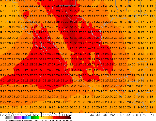 Z500/Rain (+SLP)/Z850 ECMWF lun 03.06.2024 06 UTC