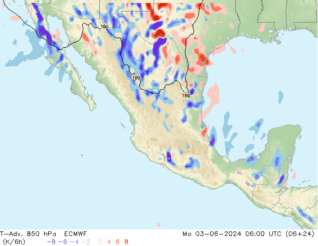 T-Adv. 850 hPa ECMWF Mo 03.06.2024 06 UTC