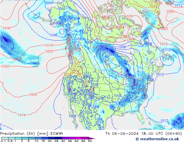 Precipitation (6h) ECMWF Th 06.06.2024 00 UTC