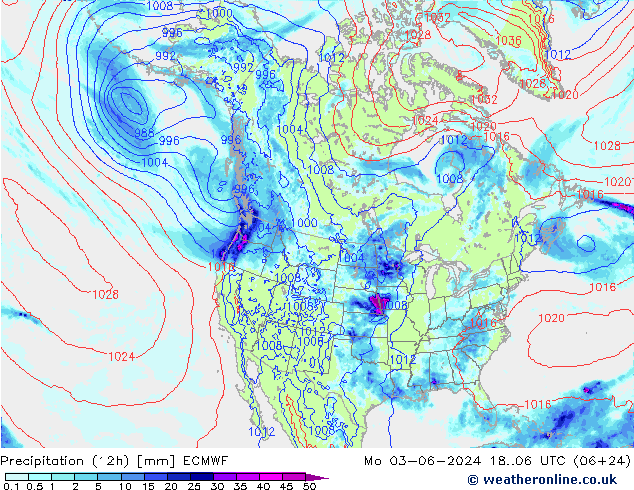 Précipitation (12h) ECMWF lun 03.06.2024 06 UTC