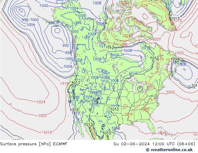 приземное давление ECMWF Вс 02.06.2024 12 UTC