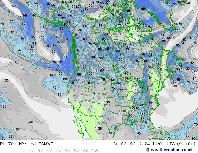 RH 700 hPa ECMWF So 02.06.2024 12 UTC