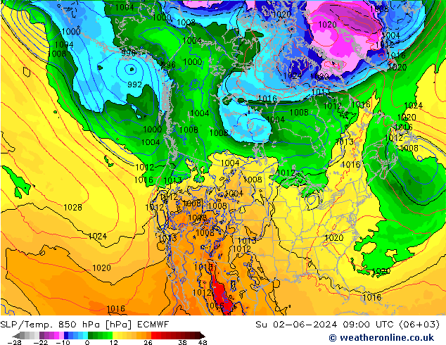 SLP/Temp. 850 hPa ECMWF So 02.06.2024 09 UTC