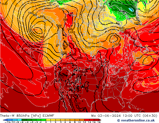 Theta-W 850hPa ECMWF Mo 03.06.2024 12 UTC