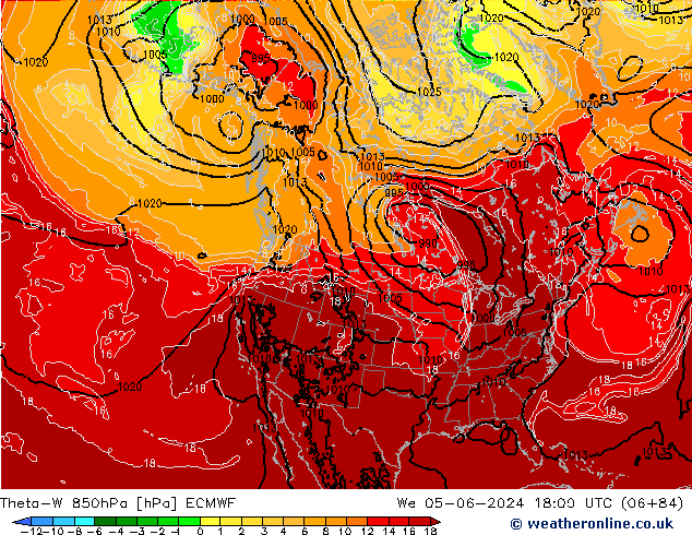 Theta-W 850hPa ECMWF mer 05.06.2024 18 UTC