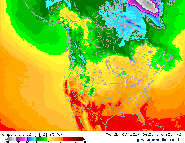 Temperaturkarte (2m) ECMWF Mi 05.06.2024 06 UTC