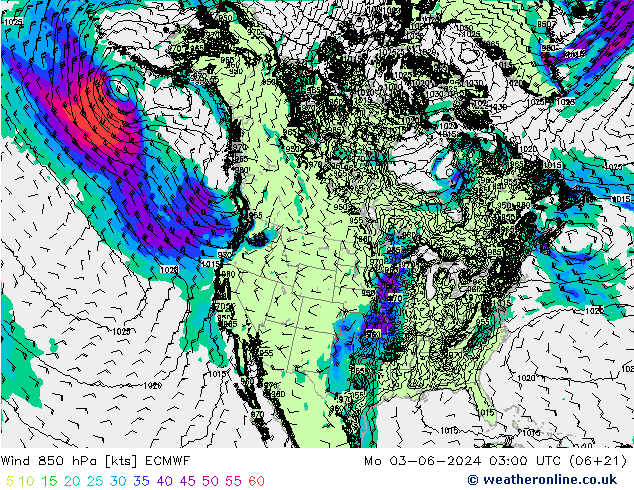 Wind 850 hPa ECMWF Po 03.06.2024 03 UTC