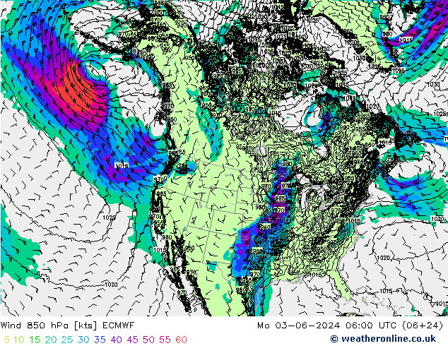 Wind 850 hPa ECMWF Mo 03.06.2024 06 UTC