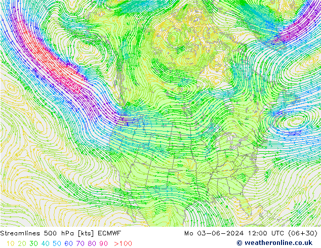 ветер 500 гПа ECMWF пн 03.06.2024 12 UTC