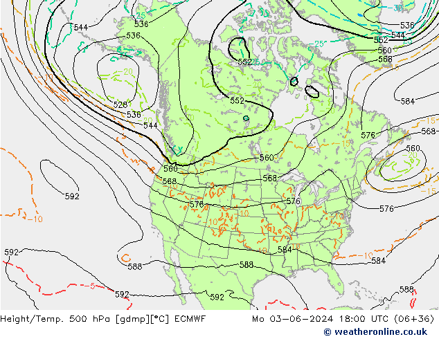 Z500/Yağmur (+YB)/Z850 ECMWF Pzt 03.06.2024 18 UTC