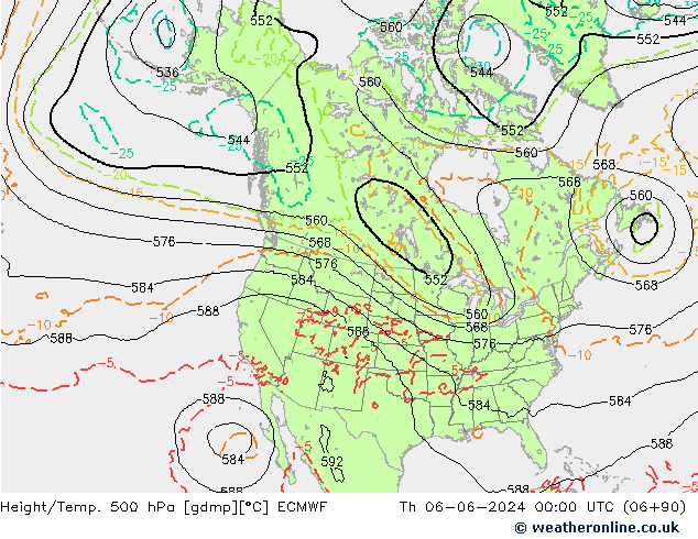 Yükseklik/Sıc. 500 hPa ECMWF Per 06.06.2024 00 UTC