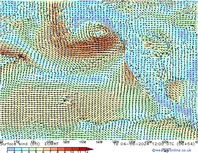 Bodenwind (bft) ECMWF Di 04.06.2024 12 UTC